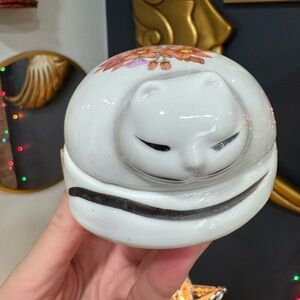 Vintage Cat Trinket Dish with Lid